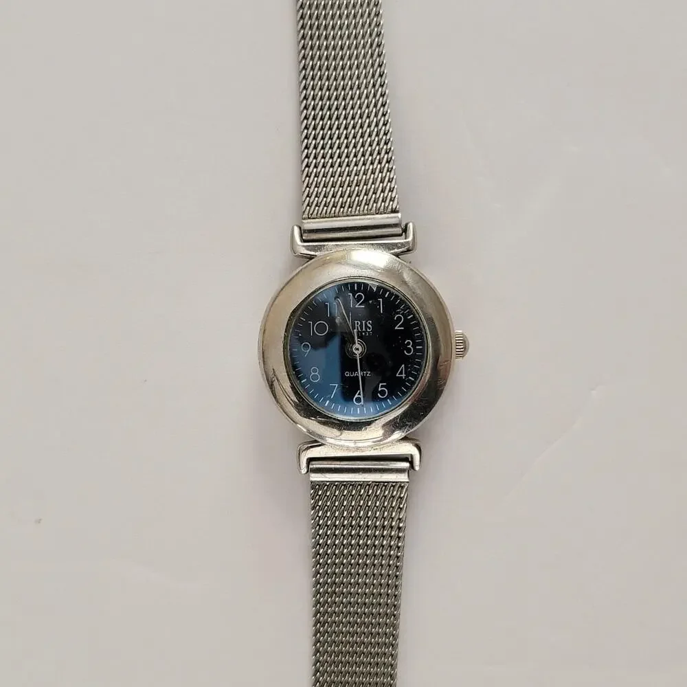 Paris Womens Watch 20mm Blue Dial Silver Case Stainless Mesh Bracelet Quartz